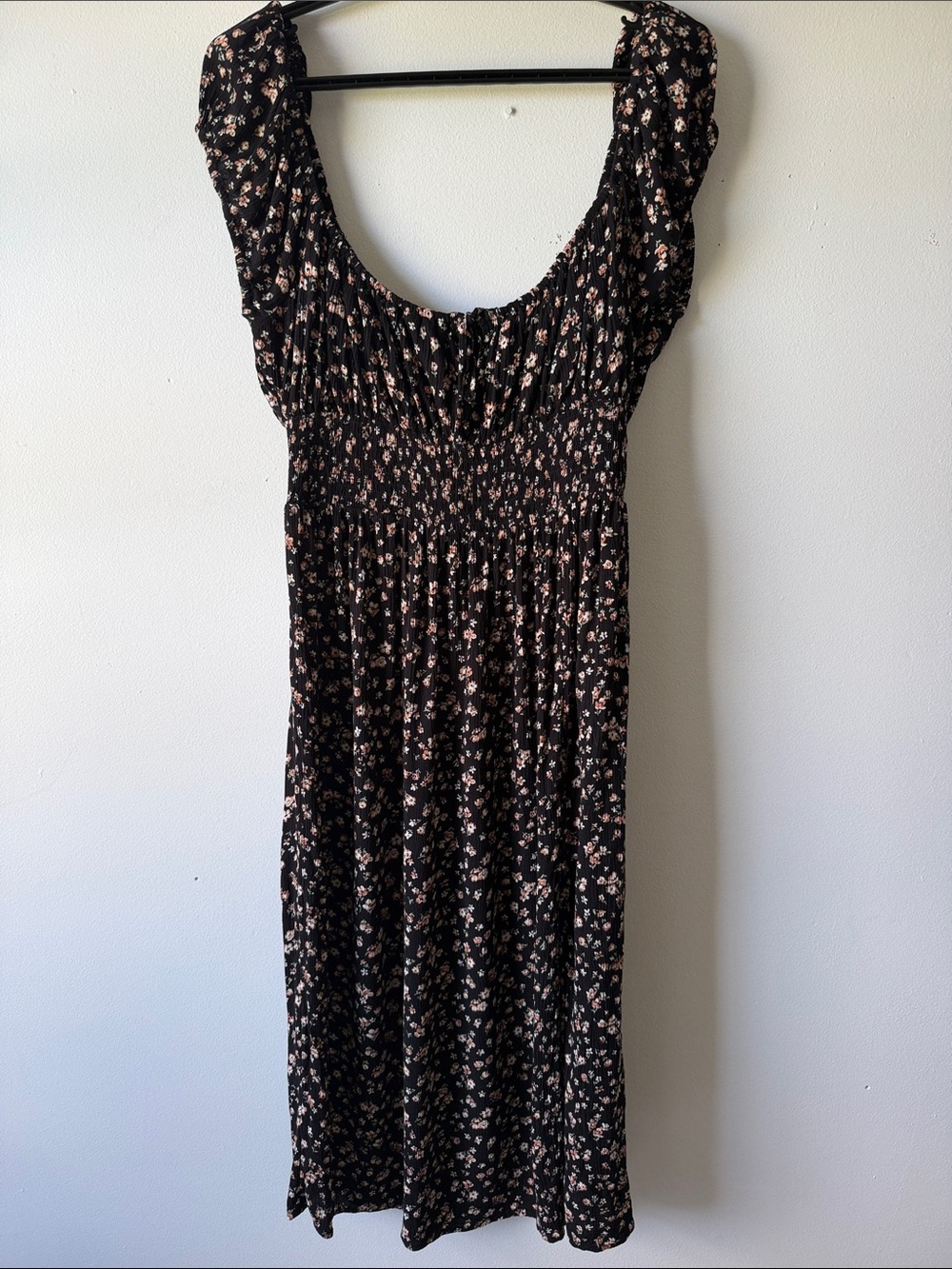Aeropostale Black Midi Dress with Pink Floral Print SZ L